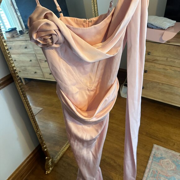 LEAU - Celine Corset Drape Satin Gown - Pink - Picture 6 of 8